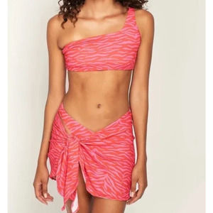 PEIXOTO Pink Tiger Pring Sarong Swim Cover Up